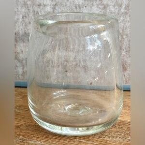 Hand-Blown Clear Glass‎ Votive Candle Holder Asymmetrical Folk Handmade